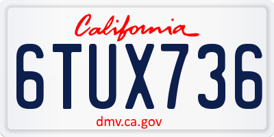 CA license plate 6TUX736