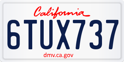 CA license plate 6TUX737