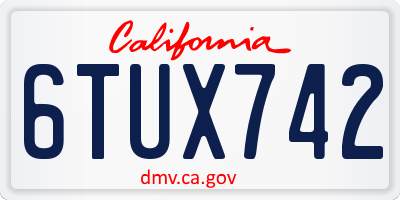 CA license plate 6TUX742