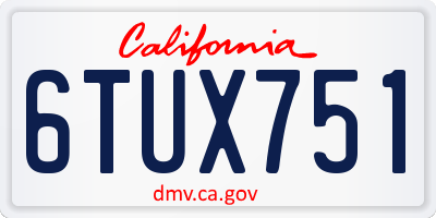 CA license plate 6TUX751