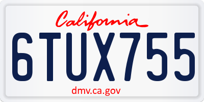 CA license plate 6TUX755