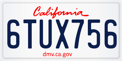 CA license plate 6TUX756