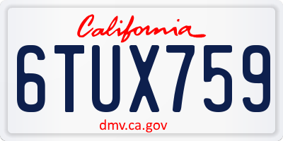 CA license plate 6TUX759