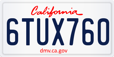 CA license plate 6TUX760