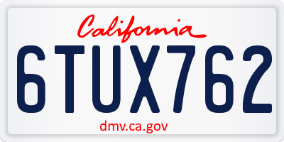 CA license plate 6TUX762