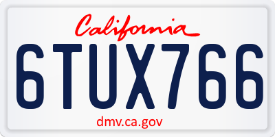CA license plate 6TUX766