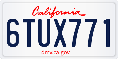 CA license plate 6TUX771