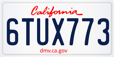CA license plate 6TUX773
