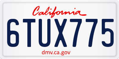 CA license plate 6TUX775