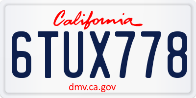 CA license plate 6TUX778