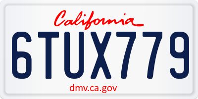 CA license plate 6TUX779