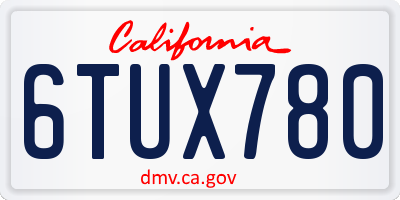 CA license plate 6TUX780