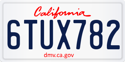 CA license plate 6TUX782