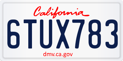 CA license plate 6TUX783