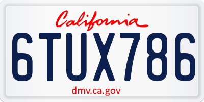 CA license plate 6TUX786