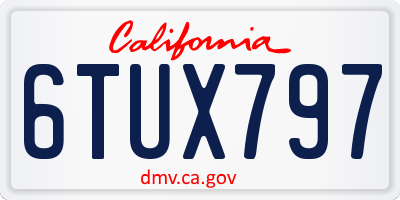 CA license plate 6TUX797