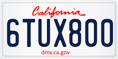 CA license plate 6TUX800
