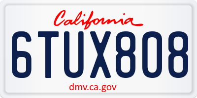 CA license plate 6TUX808