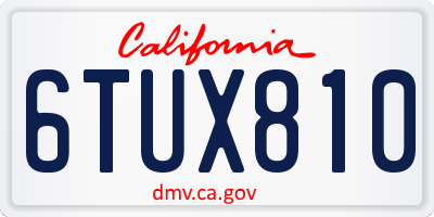 CA license plate 6TUX810