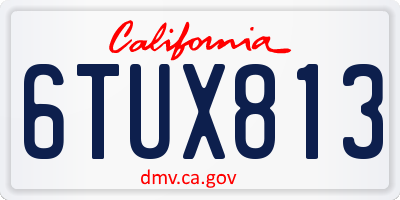 CA license plate 6TUX813