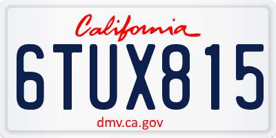 CA license plate 6TUX815