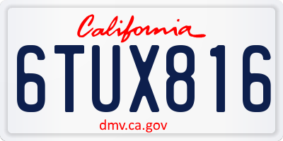 CA license plate 6TUX816