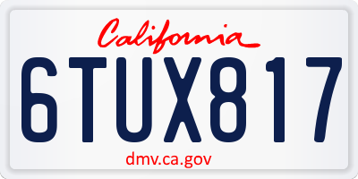 CA license plate 6TUX817