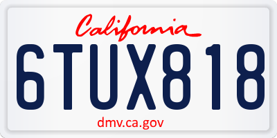 CA license plate 6TUX818
