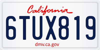 CA license plate 6TUX819