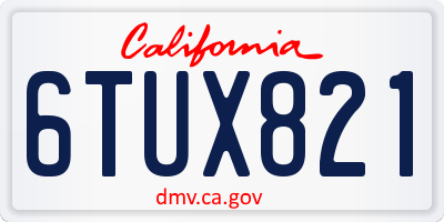 CA license plate 6TUX821