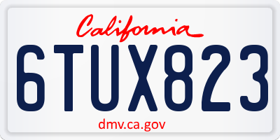 CA license plate 6TUX823