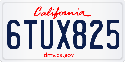CA license plate 6TUX825