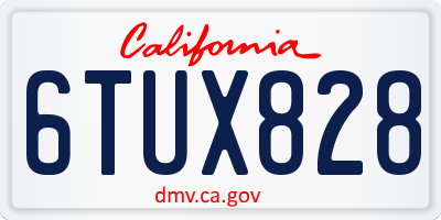 CA license plate 6TUX828
