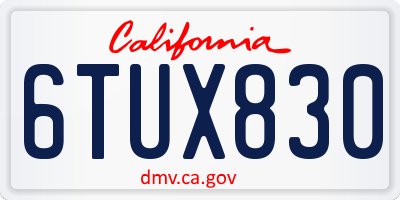 CA license plate 6TUX830