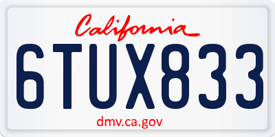 CA license plate 6TUX833