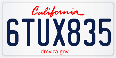 CA license plate 6TUX835