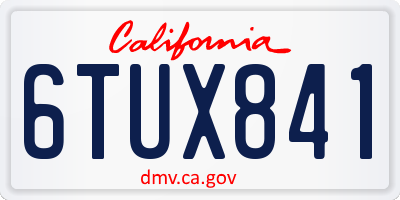 CA license plate 6TUX841
