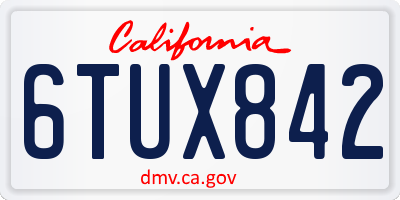 CA license plate 6TUX842