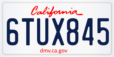 CA license plate 6TUX845