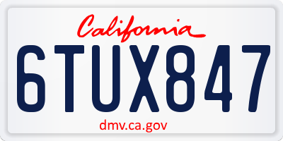 CA license plate 6TUX847