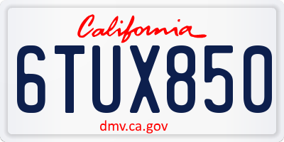 CA license plate 6TUX850