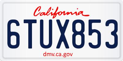 CA license plate 6TUX853