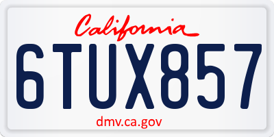 CA license plate 6TUX857
