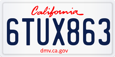 CA license plate 6TUX863