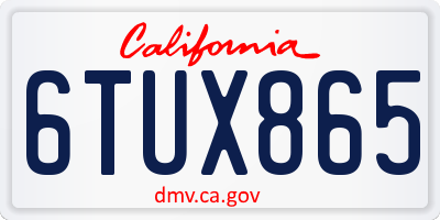 CA license plate 6TUX865