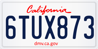 CA license plate 6TUX873