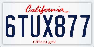 CA license plate 6TUX877