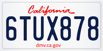 CA license plate 6TUX878