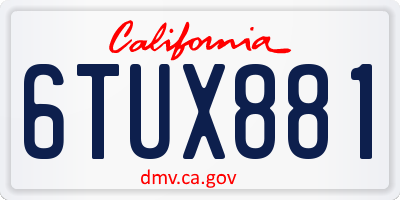 CA license plate 6TUX881