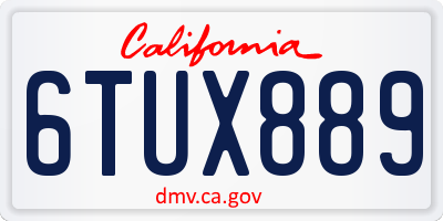 CA license plate 6TUX889